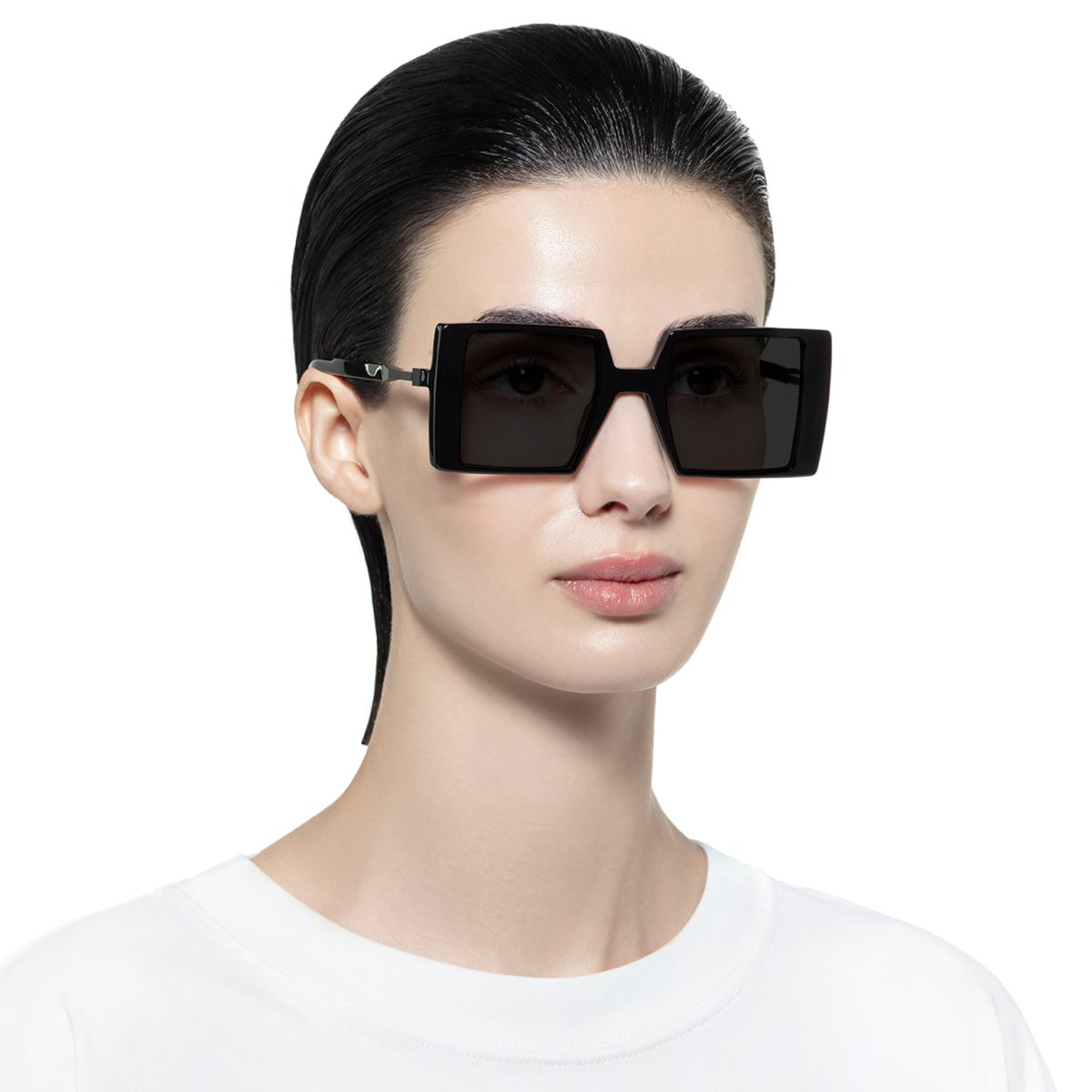 Vava Black Square Sunglasses for Men Model view
